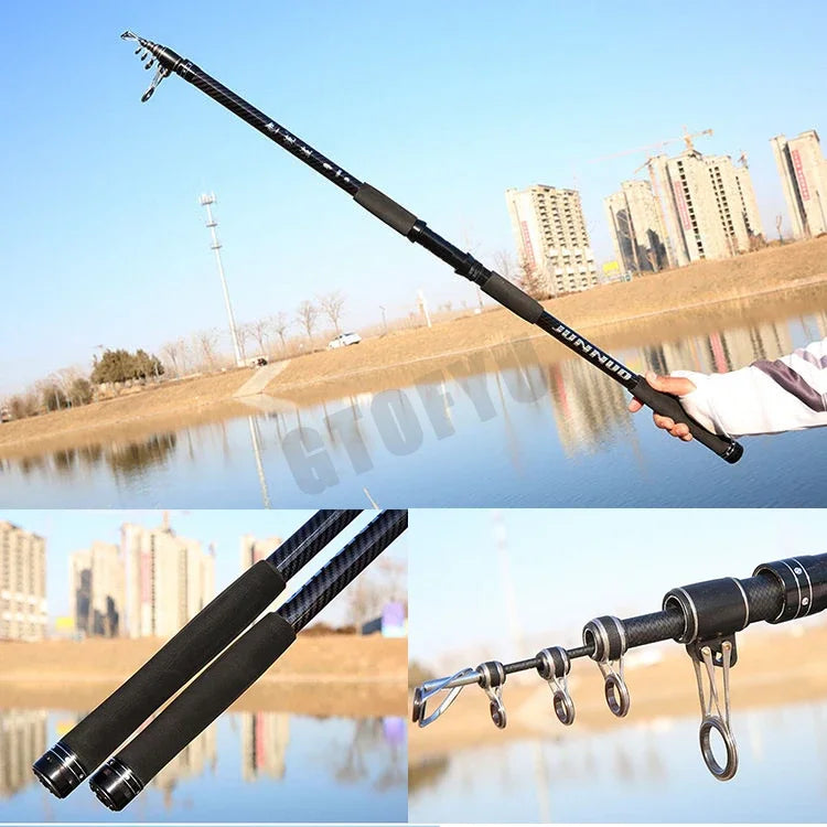 3.6M-4.5M Telescopic Fishing Rod Carbon Portable Spinning Fishing Pole for Boat Saltwater Freshwater Surfcasting Baitcasting R