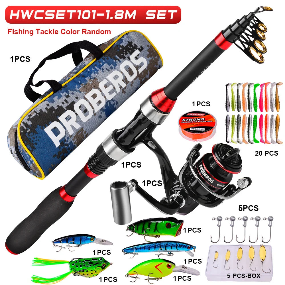 Luyahai fishing rod set, long throw spinning wheel fishing gear bag combination, complete set of carbon rod ultra light and ultr