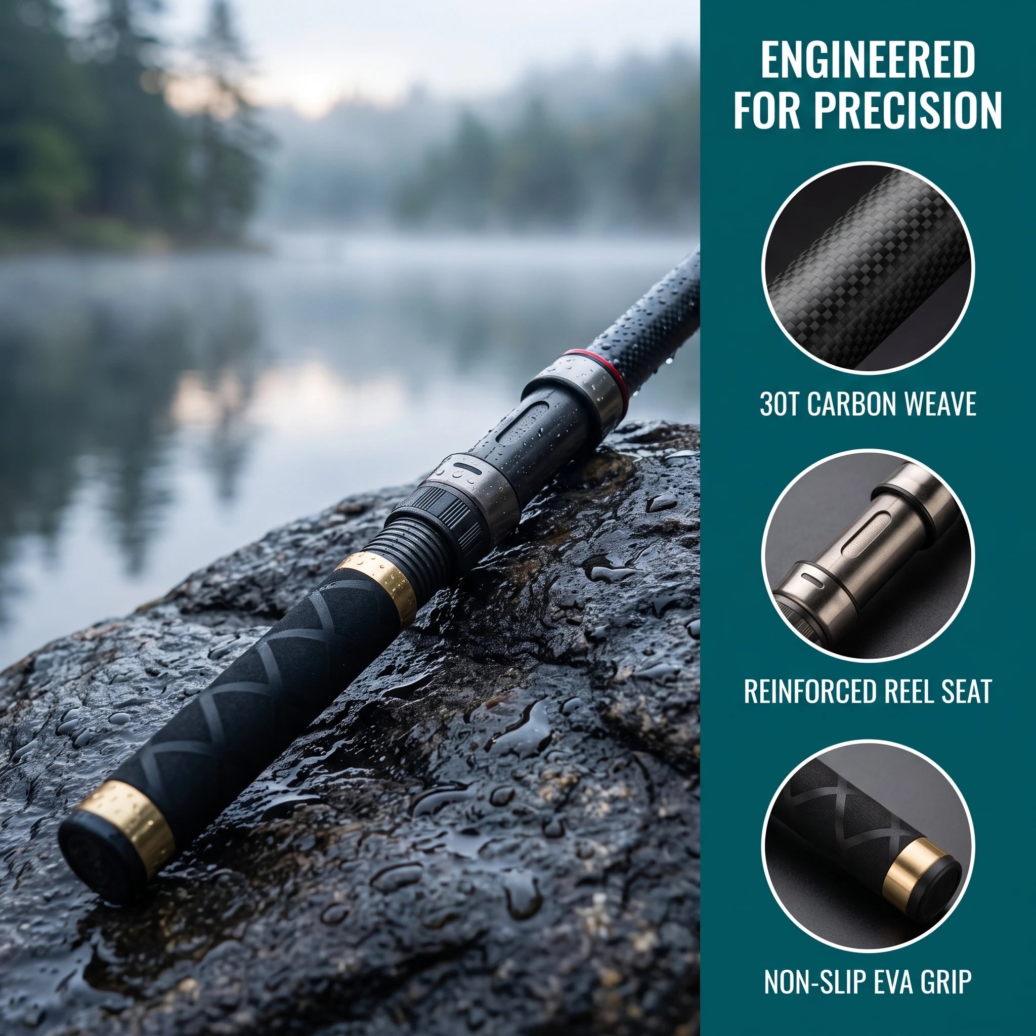 Goture Telescopic Carbon Spinning Fishing Rod Portable Travel Pole Saltwater Lake Stream Corrosion Proof Guides Fishing Gear