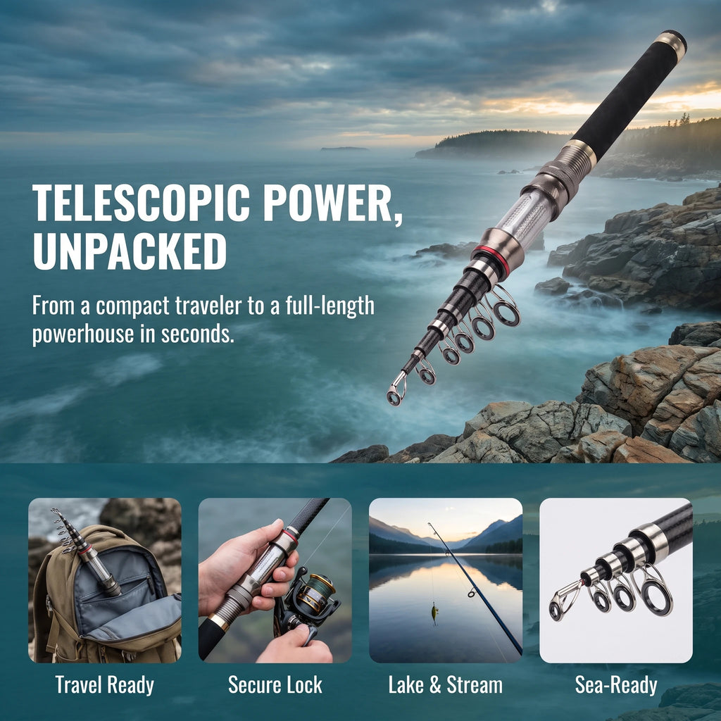 Goture Telescopic Carbon Spinning Fishing Rod Portable Travel Pole Saltwater Lake Stream Corrosion Proof Guides Fishing Gear