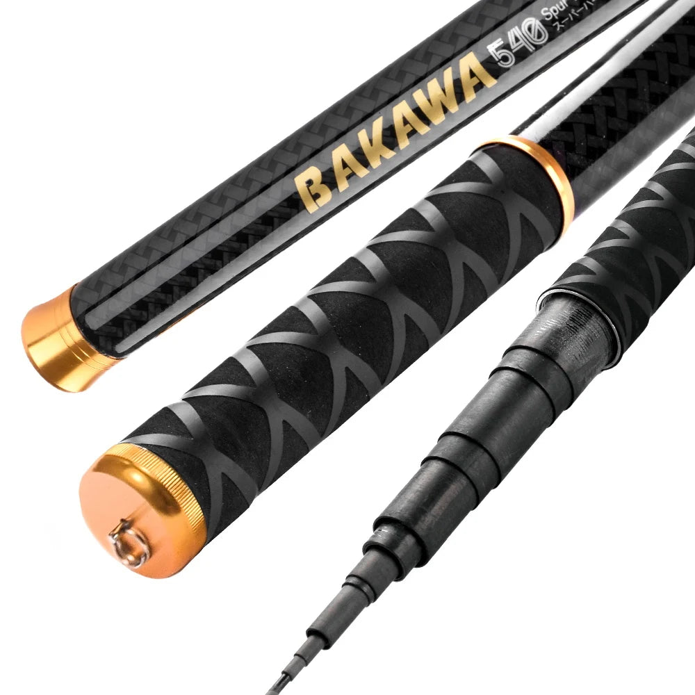 BAKAWA Telescopic Stream Fishing Rod Carp Feeder Carbon Fiber Hard Pesca 3.6M 4.5M 5.4M 6.3M 7.2M Freshwater Mini Travel Feeder