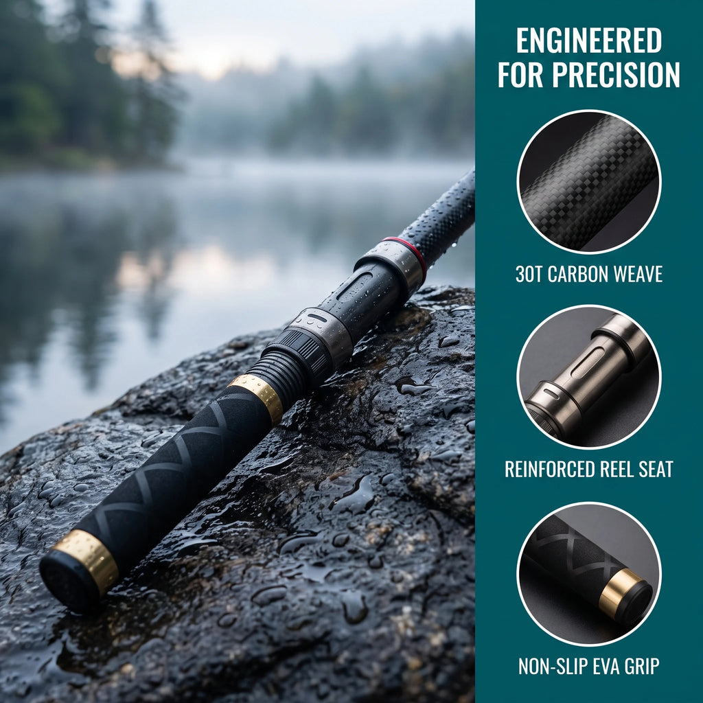 Goture Carbon Telescopic Fishing Rod Portable Travel Spinning Pole Guide Non-Slip EVA Grip for Saltwater Freshwater Sea Lake