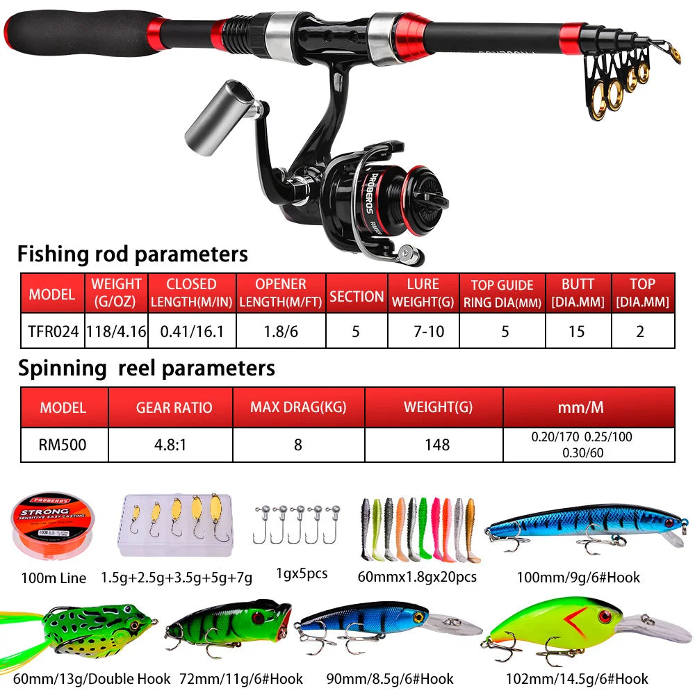 Luyahai fishing rod set, long throw spinning wheel fishing gear bag combination, complete set of carbon rod ultra light and ultr