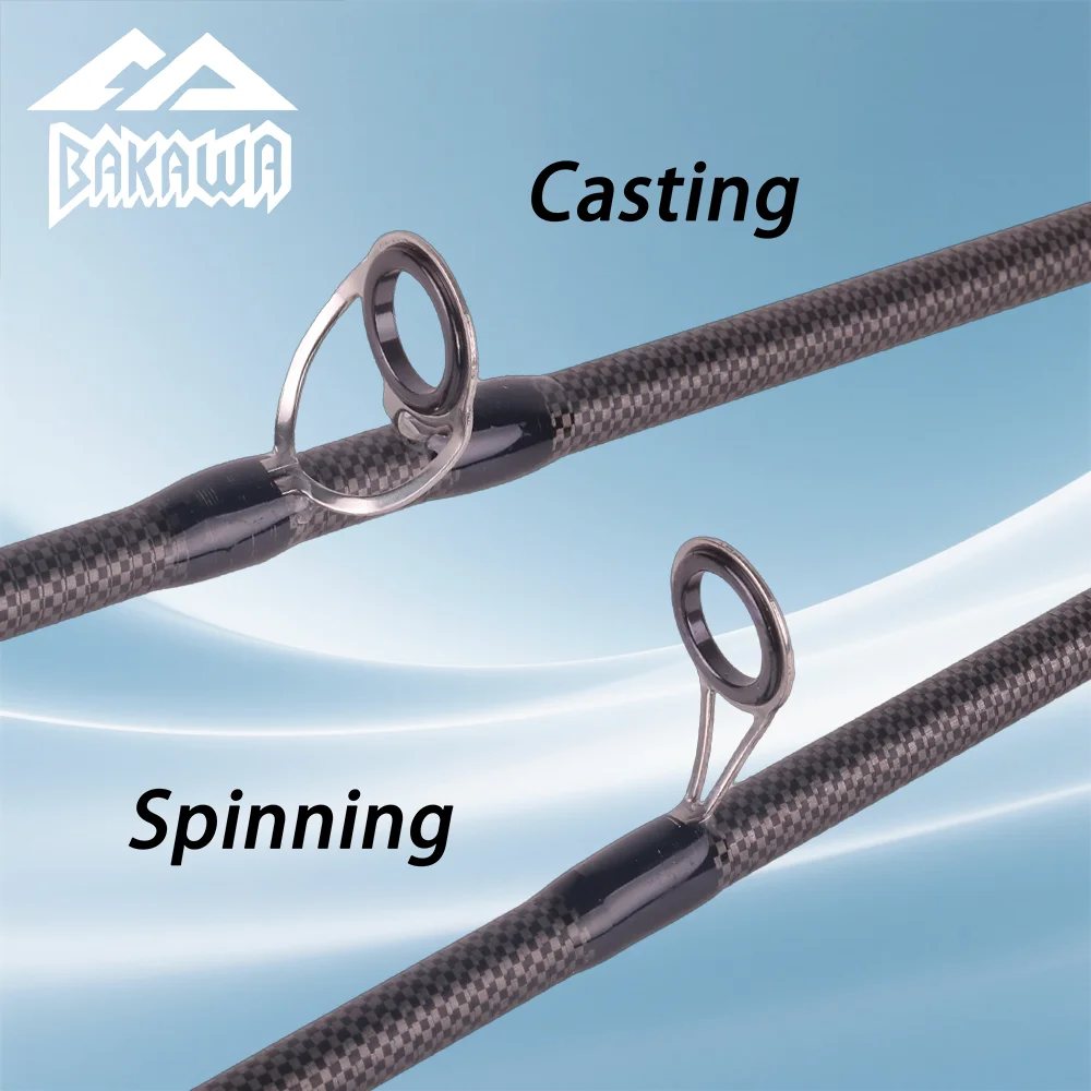 BAKAWA Black Cool Texture Spinning Fishing Rod 1.9/2.1M 4-Section Portable Travel Rod Fishing Casting Medium Ultralight Lure Rod