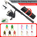 Telescopic Spinning Fishing Rod Reel Combo with Frog Lures Hard Baits Storage Bag Portable Beginner Outdoor Fishing Tackle Kit