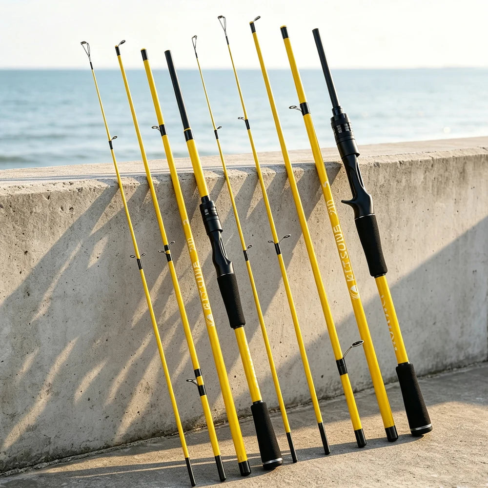 5 Sections Lure Fishing Rod 1.8m-2.1m Spinning/Casting Ultralight Weight Fishing Pole Glass Fiber Travel Rod Fishing Pesca