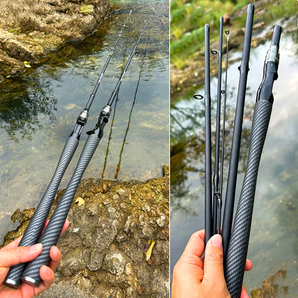 High-Quality Ultralight Fishing Rod 4/5 Sections with EVA Handle Carbon Fiber Material Travel Shore Casting Mini Lure Pole Pesca