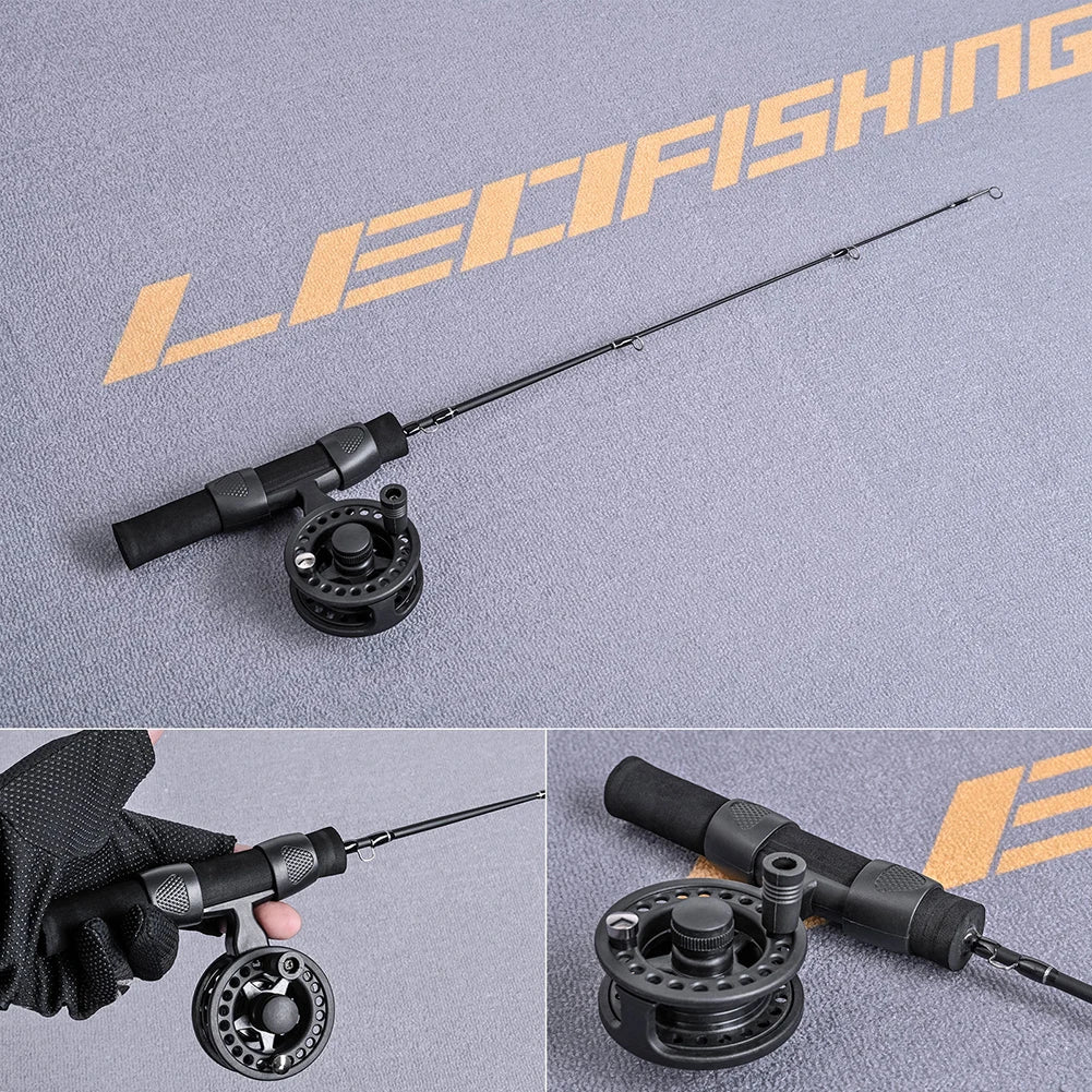 LEO 51cm Fishing Rod Reel Combo Fiberglass Sea Fishing Rods Portable Ultra-short Antiskid Grip Tackle Pesca Fisherman Gear