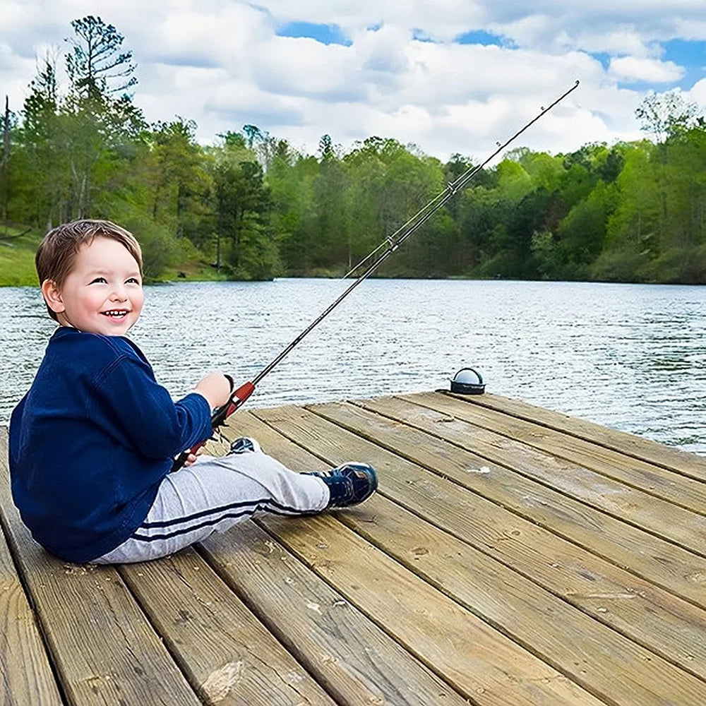 2Pcs Kids Telescopic Fishing Rod Set Portable Child Pole With Spinning Reel Lures Hooks Tackle Kit For Freshwater Saltwater