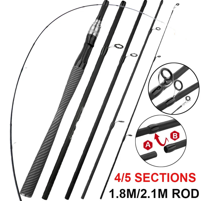 High-Quality Ultralight Fishing Rod 4/5 Sections with EVA Handle Carbon Fiber Material Travel Shore Casting Mini Lure Pole Pesca