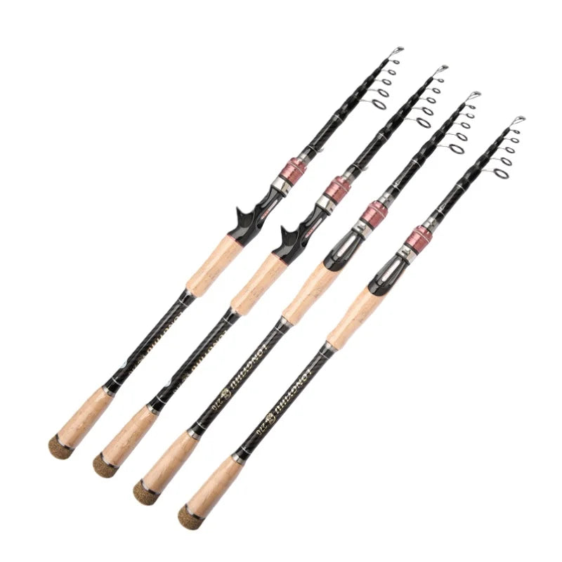 High Quality Carbon Fiber Spinning Fishing Rods Telescopic Mini Pole 3M 2.7M 2.4M 2.1M 1.8M Fish Gear Tackle