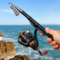 Telescopic Carbon Fiber Mini Fishing Rods Super Hard Portable Travel Pole for River Lake Sea Fishing Outdoor