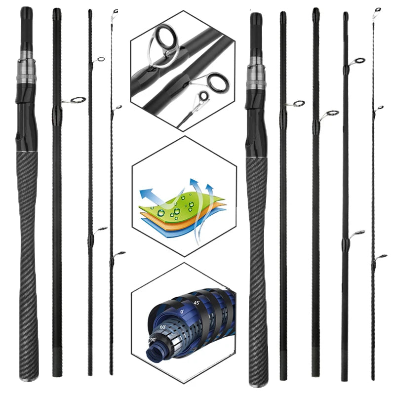 High-Quality Ultralight Fishing Rod 4/5 Sections with EVA Handle Carbon Fiber Material Travel Shore Casting Mini Lure Pole Pesca