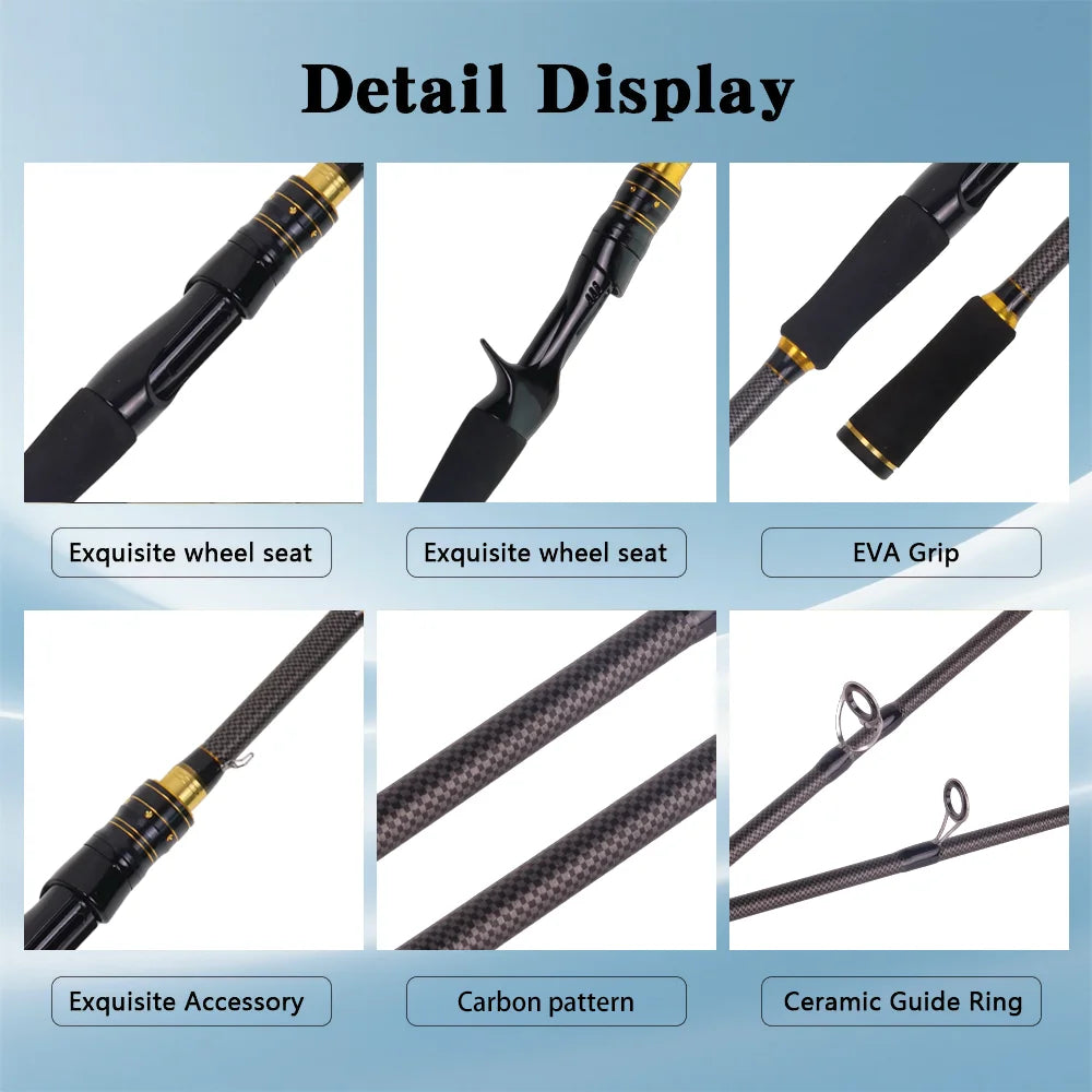 BAKAWA Black Cool Texture Spinning Fishing Rod 1.9/2.1M 4-Section Portable Travel Rod Fishing Casting Medium Ultralight Lure Rod