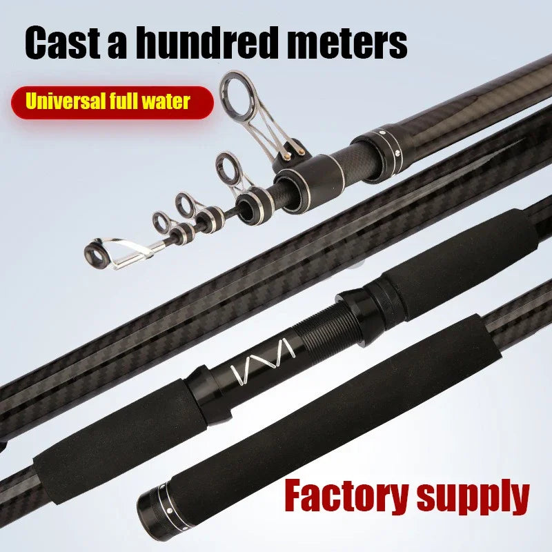 3.6M-4.5M Telescopic Fishing Rod Carbon Portable Spinning Fishing Pole for Boat Saltwater Freshwater Surfcasting Baitcasting R