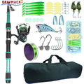 BRAVMACK Fishing Rod and Reel Line Lure Set Carbon Fiber Telescopic Fishing Rod 5.2:1BB Spinning Reel for Saltwater Freshwater
