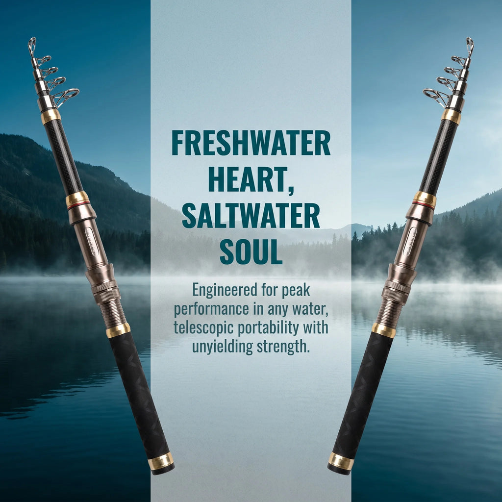 Goture Carbon Telescopic Fishing Rod Portable Travel Spinning Pole Guide Non-Slip EVA Grip for Saltwater Freshwater Sea Lake