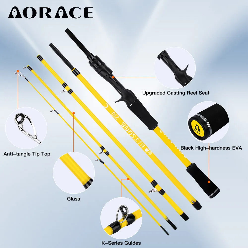 5 Sections Lure Fishing Rod 1.8m-2.1m Spinning/Casting Ultralight Weight Fishing Pole Glass Fiber Travel Rod Fishing Pesca