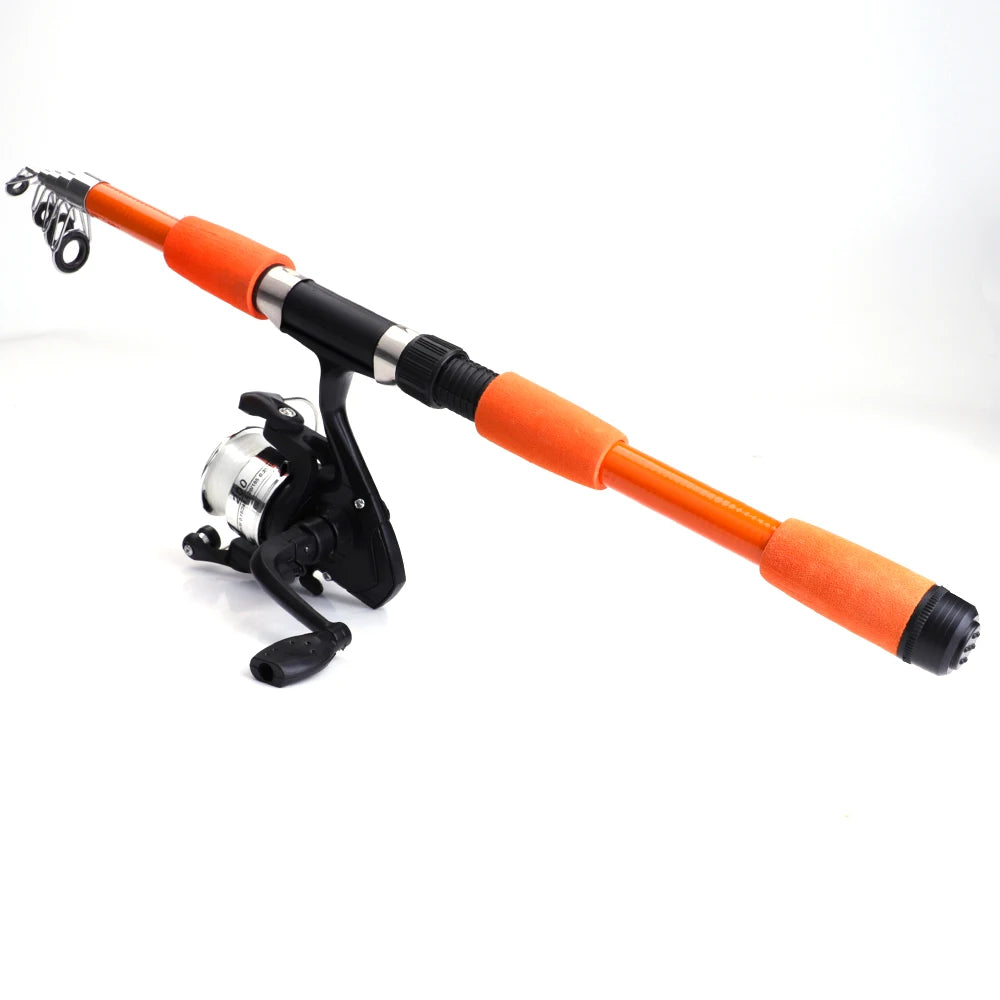 NGB 1.8/2.1m Telescopic Fishing Rod Reel Combo Full Kit Carbon Fiber Rod Pole Spinning Reel Fishing Bag Case Pesca Gear Set