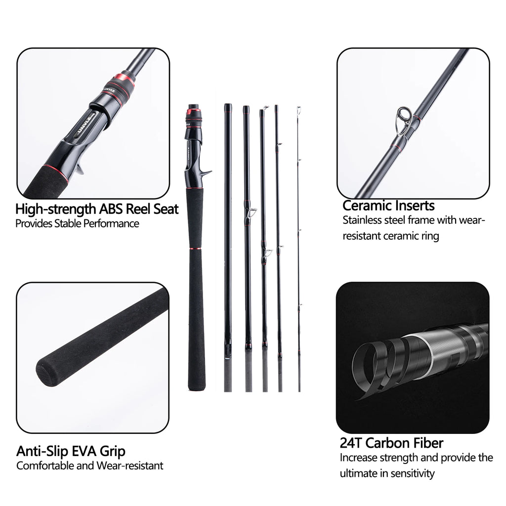 Goture 1.8-2.4M Travel Carbon Fishing Rod 6-30LB Line Weight Anti-slip EVA Grip Portable Lure Rod for Travel Outdoor Fishing