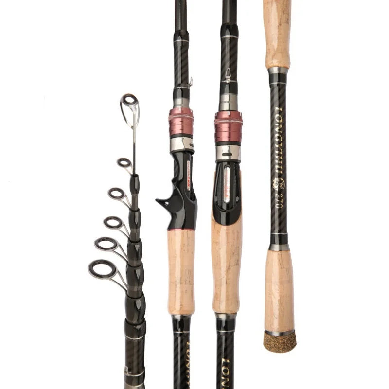 High Quality Carbon Fiber Spinning Fishing Rods Telescopic Mini Pole 3M 2.7M 2.4M 2.1M 1.8M Fish Gear Tackle