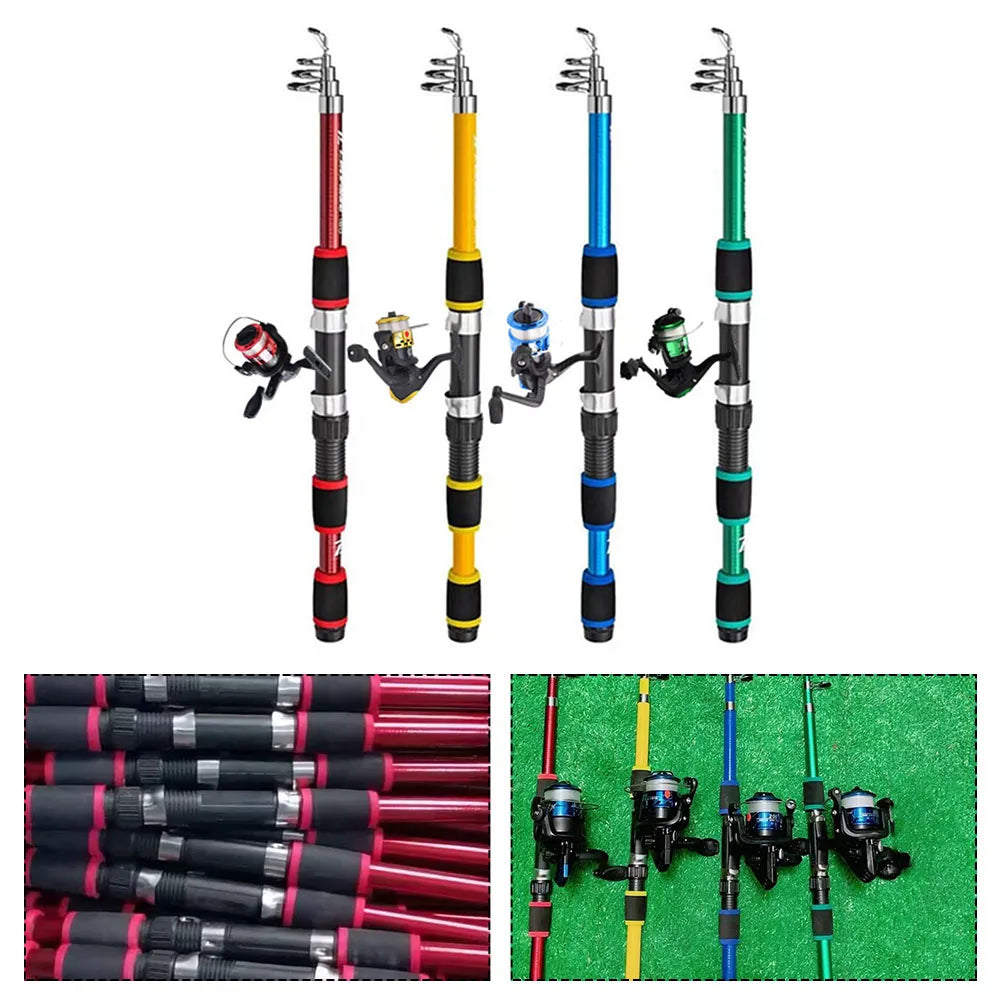 Fishing Pole Set Full Kits Telescopic Fishing Rod Reel For Combo Full Kit Rod Pole Spinn Reel Gear Set Carpfishing Accessories
