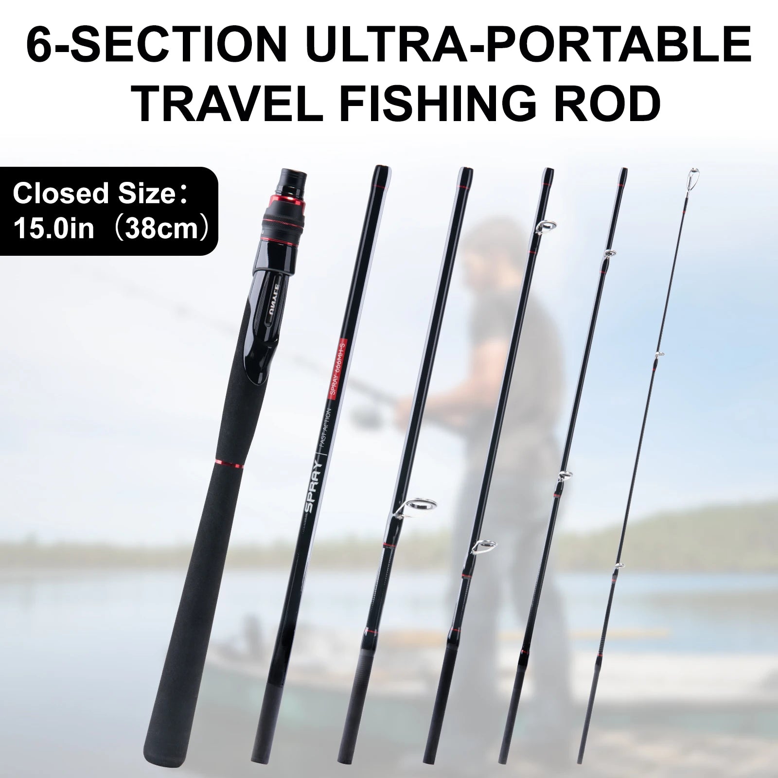 Goture 1.8-2.4M Travel Carbon Fishing Rod 6-30LB Line Weight Anti-slip EVA Grip Portable Lure Rod for Travel Outdoor Fishing