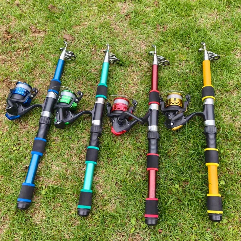 BRAVMACK Fishing Rod and Reel Line Lure Set Carbon Fiber Telescopic Fishing Rod 5.2:1BB Spinning Reel for Saltwater Freshwater