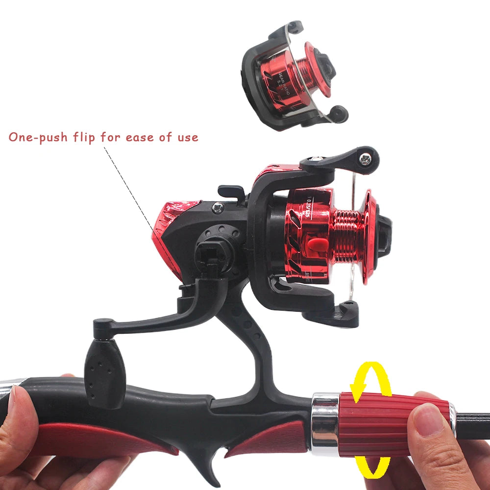 2Pcs Kids Telescopic Fishing Rod Set Portable Child Pole With Spinning Reel Lures Hooks Tackle Kit For Freshwater Saltwater